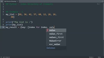 Index directory of elements in Python | Python Examples | Python Coding Tutorial | Python Interview
