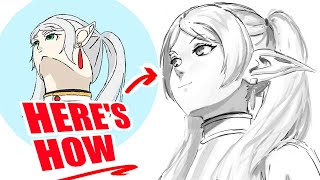 HOW TO DRAW the famous "FRIEREN LOOKING UP" head angle (BEGINNER FRIENDLY)