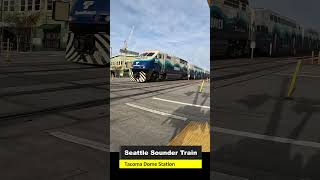 Seattle Sounder Train leaving Tacoma Dome