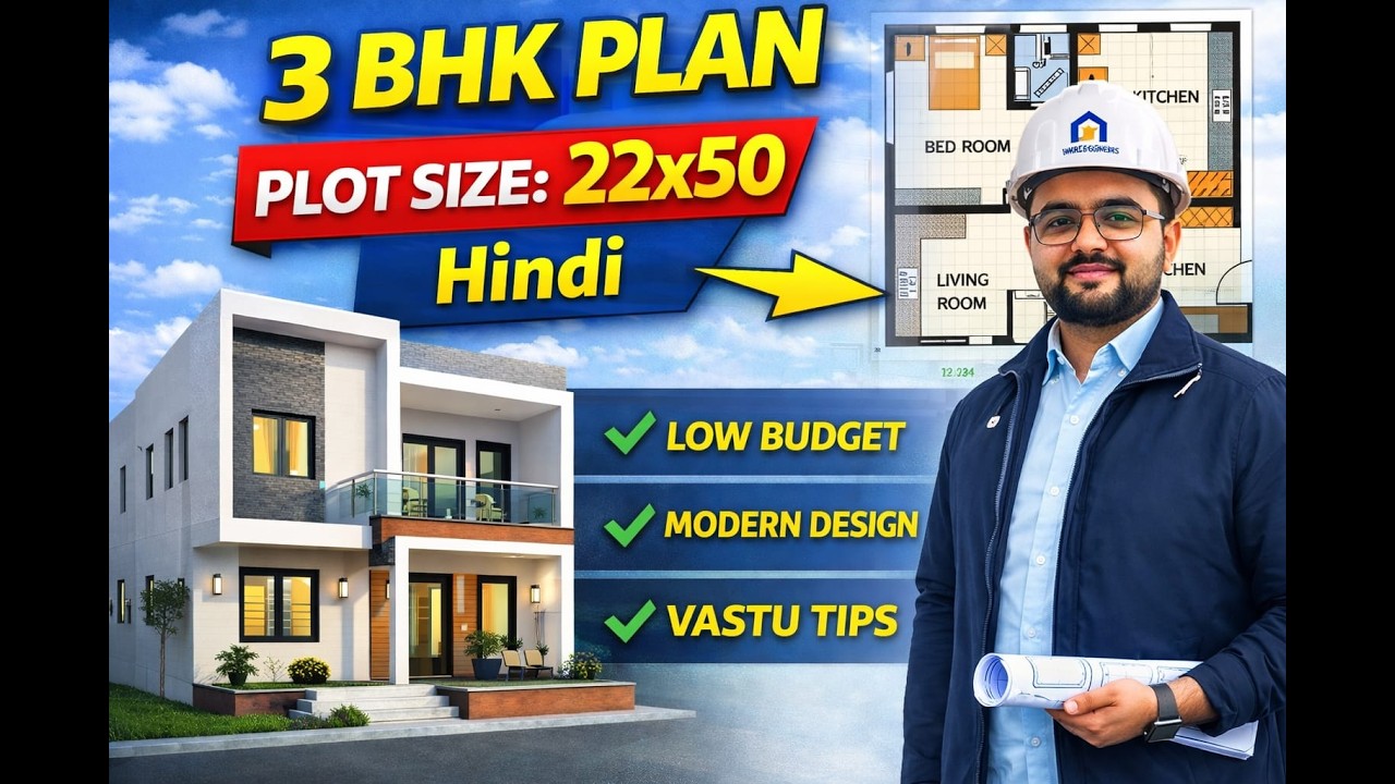 22x50 Plot Size 3BHK House Plan | Modern + Vastu Design | Hindi - YouTube