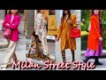 Colorful spring fashion 2024  milans newest trend  stylish outfit ideas  sidewalk milan