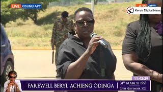 'We are going through a very difficult time!' Ruth Odinga says during her sister Beryl memorial.