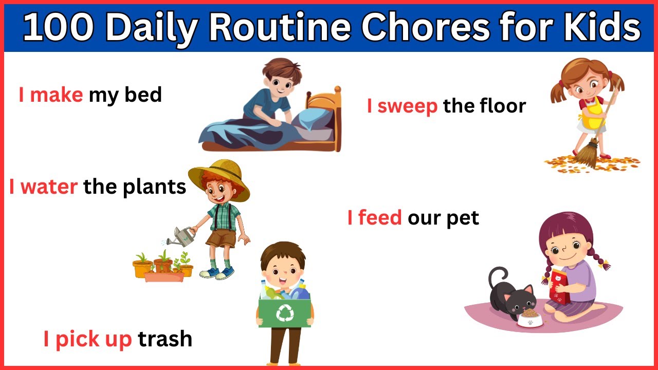 100 Daily Routine Sentences for Kids | English Vocabulary | English ...