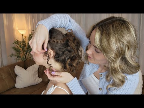 ASMR Perfectionist Curly Bridal Hairstyle | Braiding, Curl Perfecting, Finishing Touches