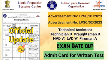 ISRO LPSC | Exam Date Out | Official Notice | Admit Card Out | Download Admit Card | Admit Card Link