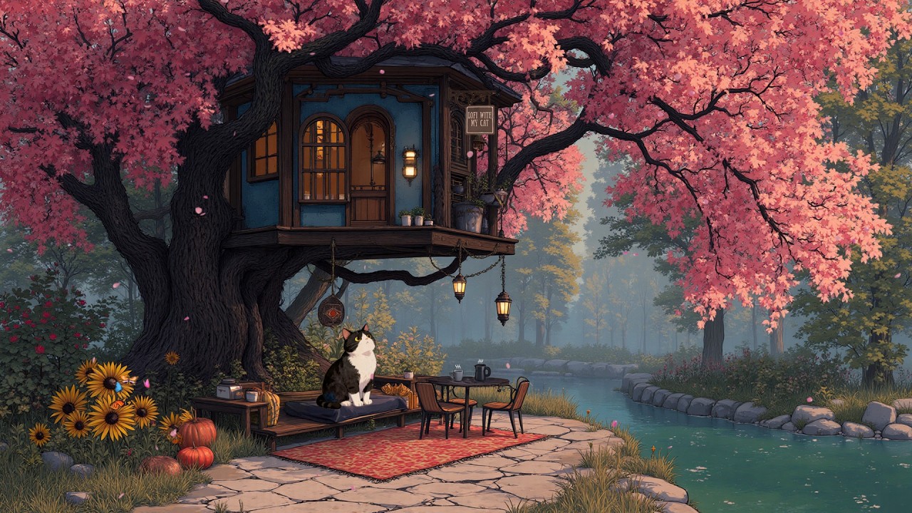 The Cat’s Interesting Treehouse 🐱🌸Lofi Spring for Study, Work & Tranquility Day Vibes