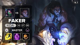 Faker Sylas vs Akali Mid - KR Master - Patch 14.1 Season 14