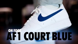 ON FOOT! Nike Air Force 1 '07 White Court Blue Schopes 4K FJ4146-123