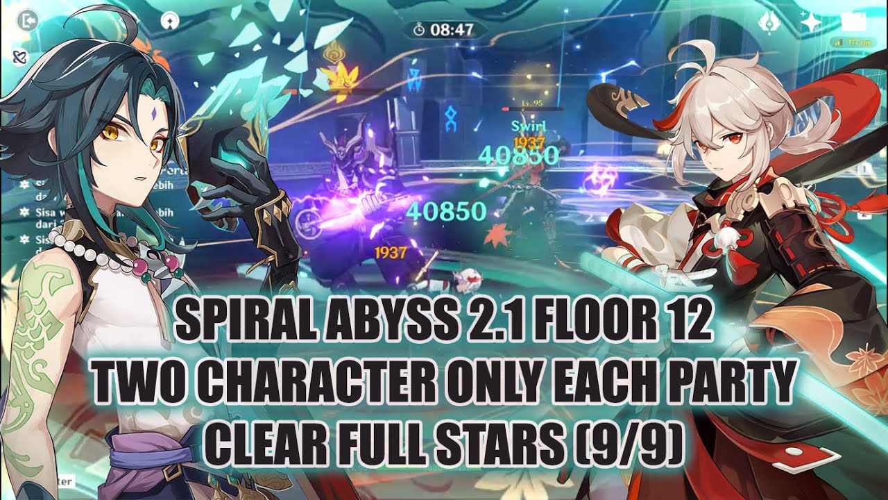 Spiral Abyss 2.1 Floor 12 Two Characters Only Each Party Full Stars (9/9) | Genshin Impact