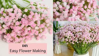 DIY Baby Breath Paper Flower Making / How to Make Tiny Bunches Of Flowers By Aloha Crafts