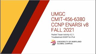 UMGC - Fall 2021 CMIT-456 CCNP ENARSI v8 Packet Tracer Tutorial 2.2.1: Troubleshoot EIGRP for IPv4