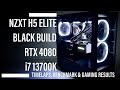 RTX 4080 Build NZXT H5 ELITE Black Edition i7 13700K - Timelaps, Benchmark and Gaming Results