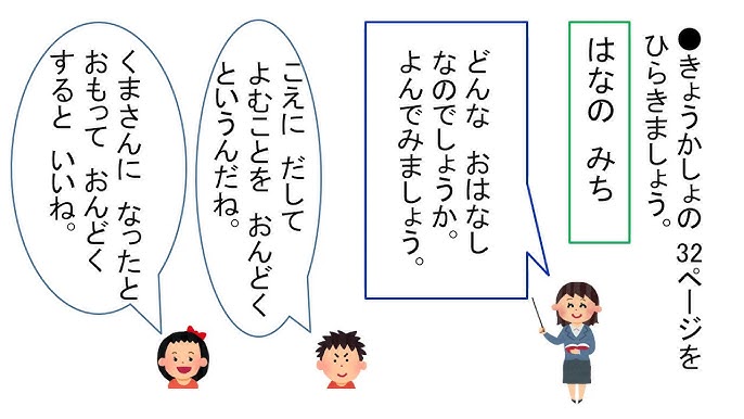 教科書朗読 こくご一上 はなのみち 小学一年生のこくご Youtube