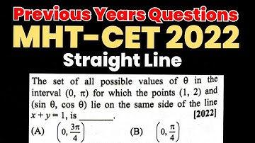 PYQ2022 MHTCET : Straight Line : set of possible values of theta in (0, π) for which  points (1,2)