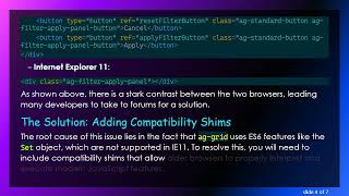 Celebrity Resolving the ag-grid Filter Button Issue in Internet Explorer 11 Profile