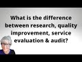 The difference between research quality improvement service evaluation and audit in healthcare