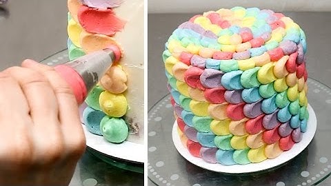 How To Make a Rainbow Petal Cake Buttercream cake decorating by CakesStepbyStep