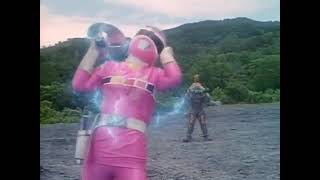 ryona pink are defeated.  denji sentai megaranger