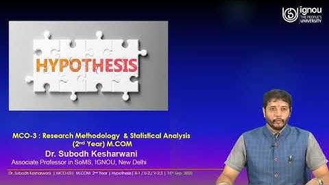 Hypothesis | M.Com/MCO-03 Students | Dr. Subodh Kesharwani | IGNOU | New Delhi | India