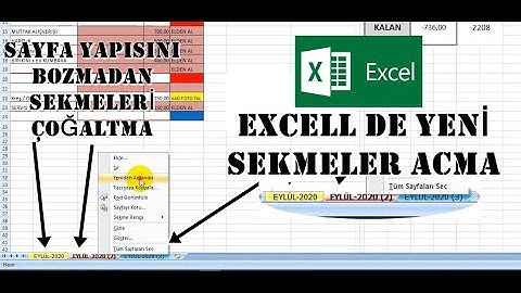 Excelde Aynı Sayfada Sekmeler Açma / Excell de Yeni Sekme Oluşturma / Çalışma Sayfası Ekleme Silme