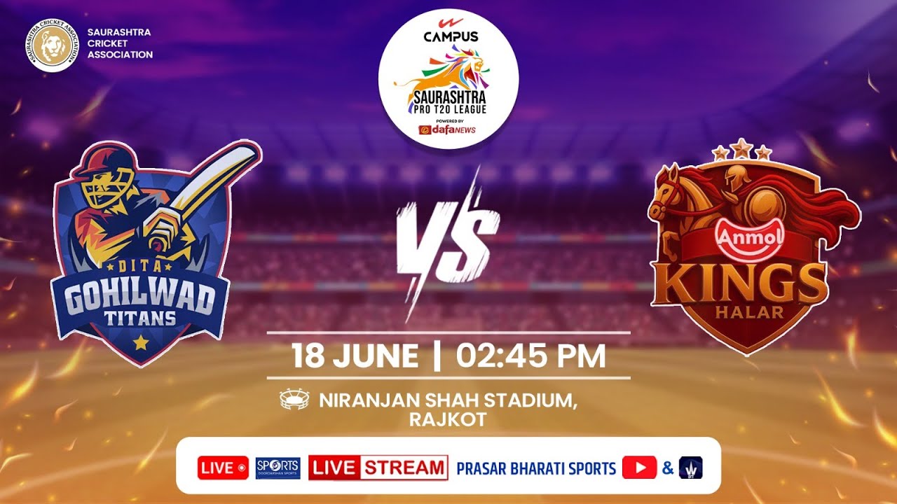 LIVE - Dita Gohilwad Titans vs Anmol Kings Halar - Saurashtra Pro T20 League | Doordarshan Sports