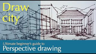 Perspective Drawing : Draw Cityscape 65: Buildings and curve street in multi point perspective.