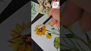Sunflower painting with watercolor #flowers #art #youtubeshorts
