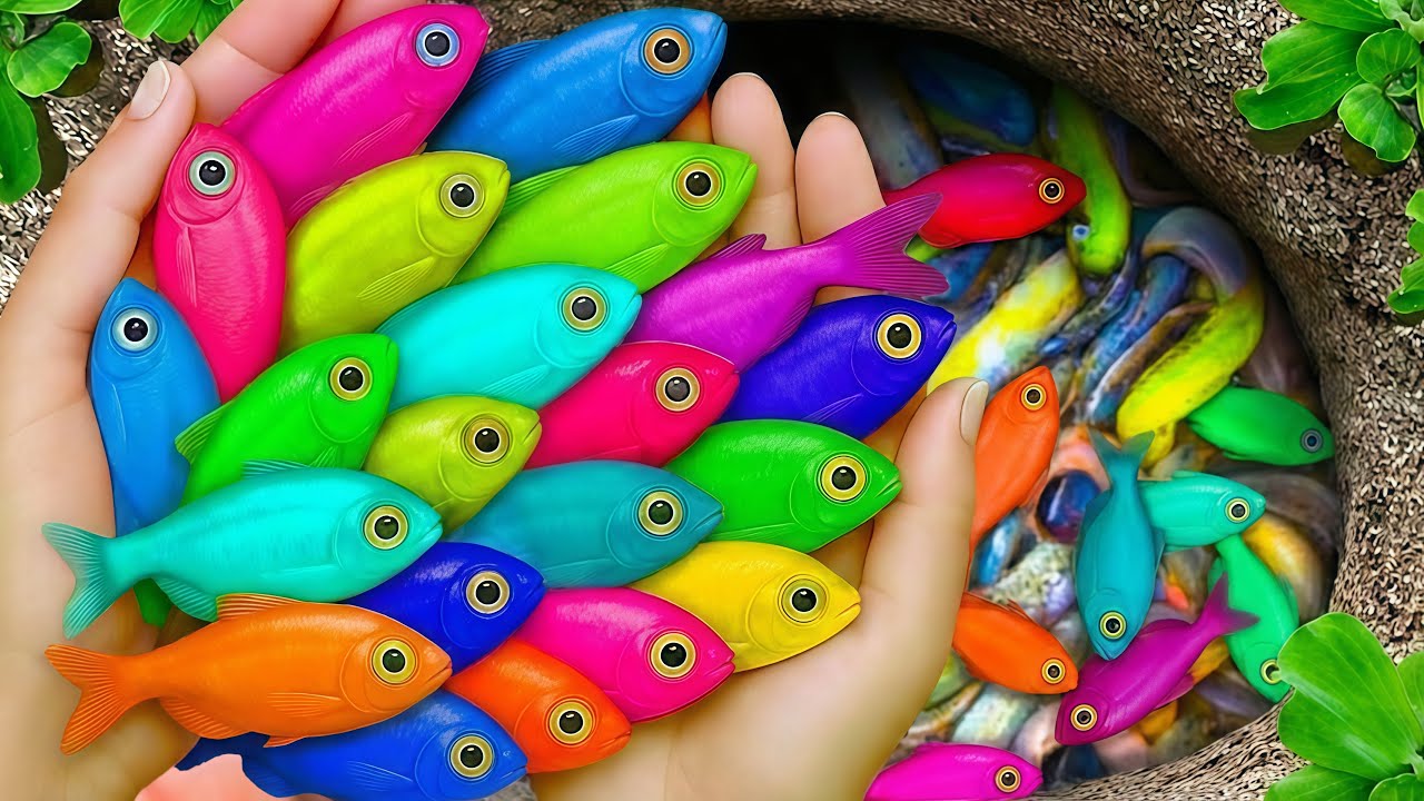 Catch beautiful aquarium fish in small pond baby turtles, eel, goby, pencil fish, guppies, nemo fish