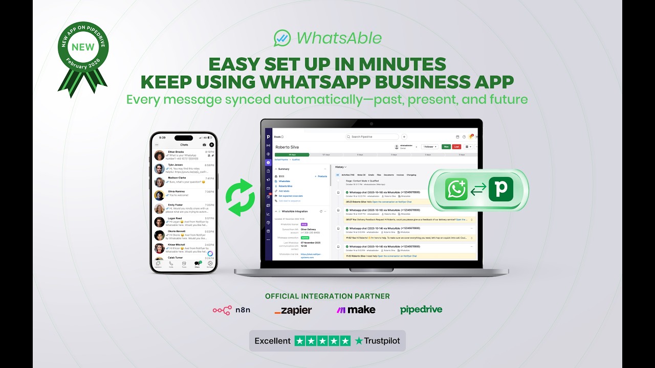 Connect Pipedrive with WhatsApp – Full Setup Guide (WhatsAble) - YouTube