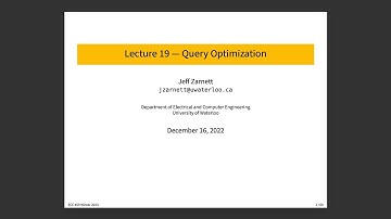 ECE 459 Lecture 19: Query Optimization