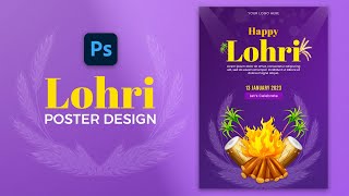 Lohri Festival Poster Design in Photoshop | Lohri Instagram Post Design in Photoshop screenshot 1