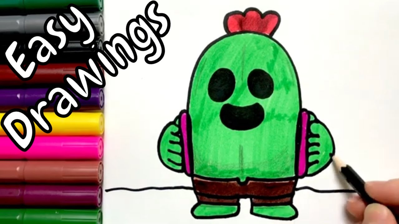 Easy Drawings How To Draw Spike From Brawl Stars Draw Step By Step Kawaii Drawings Youtube - draw brawl stars spike çizimi