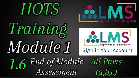 HOTS training Module 1 Complete End of Module assessment 1.6 (All Parts a,b,c)