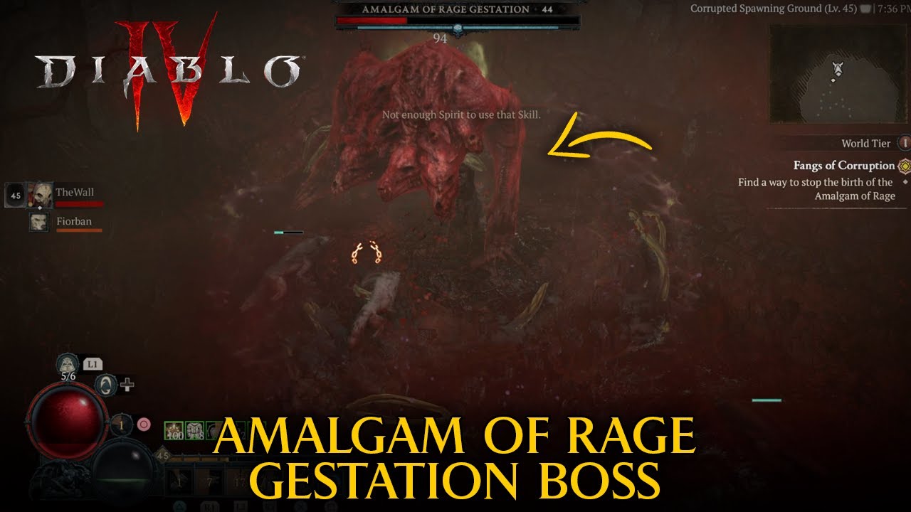 Diablo 4: Fangs of Corruption Quest - Defeat Amalgam of Rage Gestation Boss