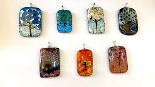 Fused Glass Dichroic Tree Pendants