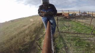 Corral Gate Build Welding a steel gate out of 2 3/8 drill stem pipe and then installing in a cattle corral as a cut gate. Tools used include: Miller Bobcat