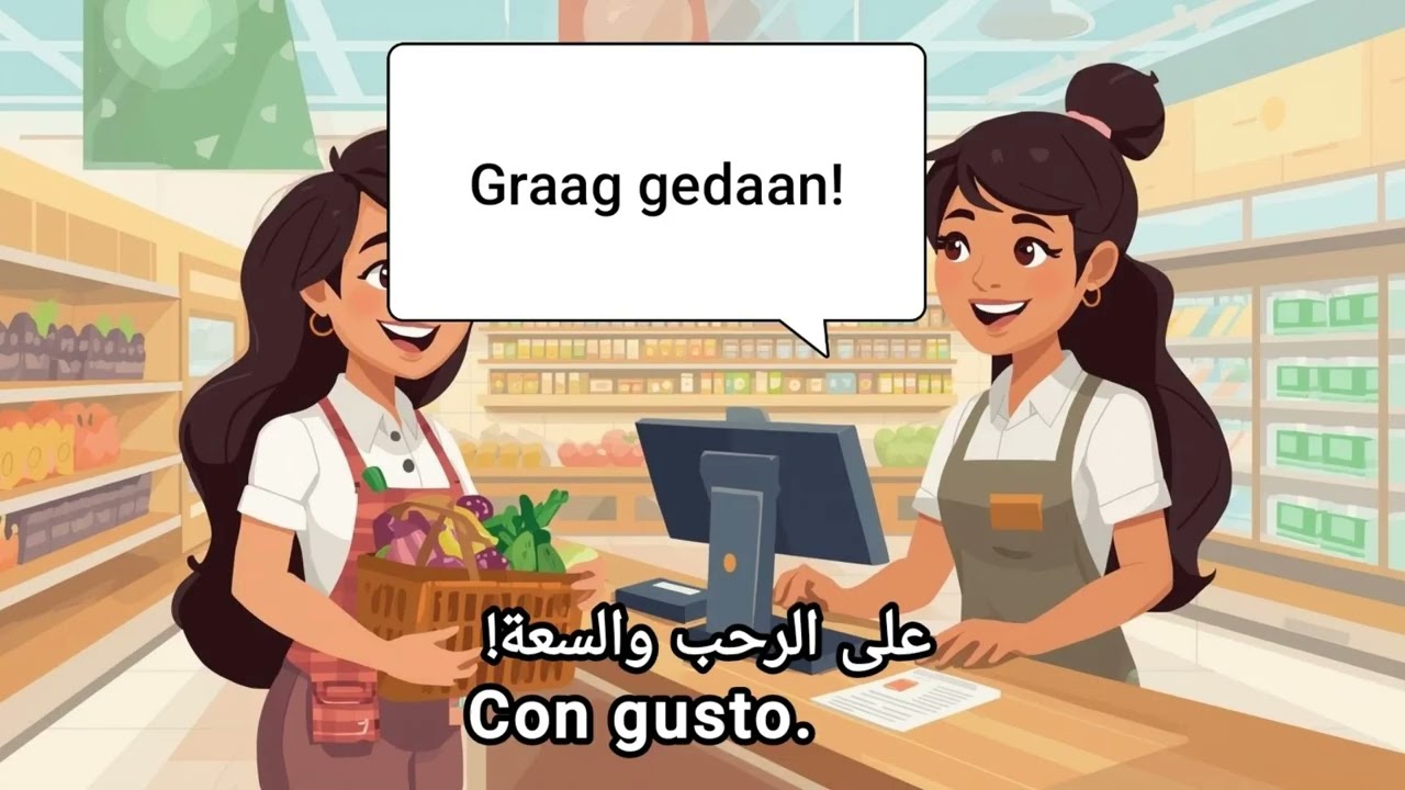 حوار باللغة الهولندية في السوبر ماركت  |  Dialogue in Dutch in a supermarket 
