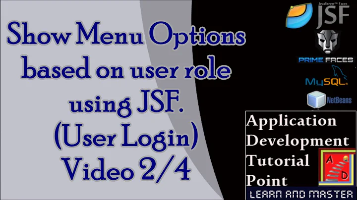 JSF Tutorials:Show menu options based on user role once the user is validated.(User Login) 2/4