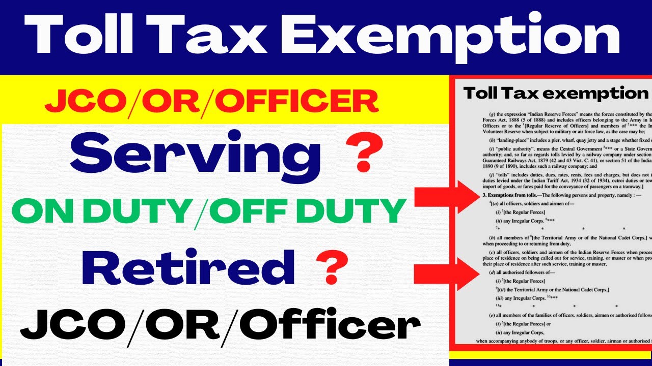Toll Tax Exemption For Serving Retired JCO OR OFFICER toll-tax-exemption-for-serving-retired-jco-or-officer