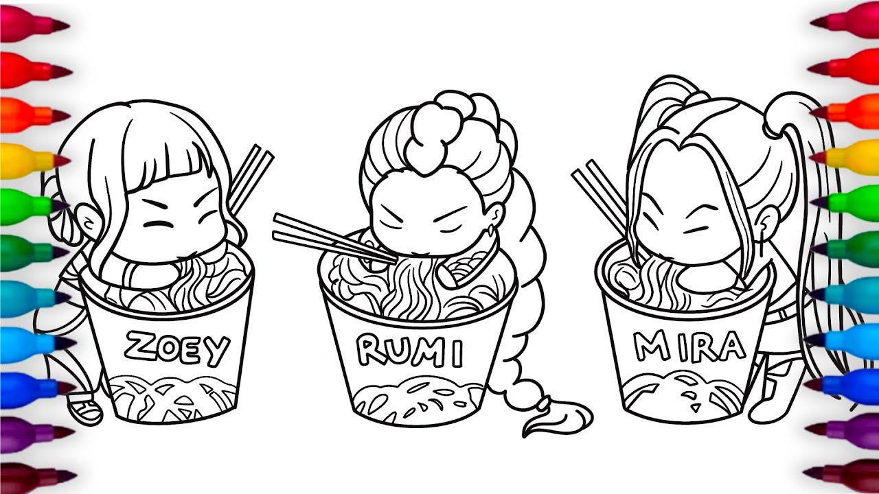 KPop Demon Hunters Coloring Pages | How to Color Girls Rumi, Mira and ...