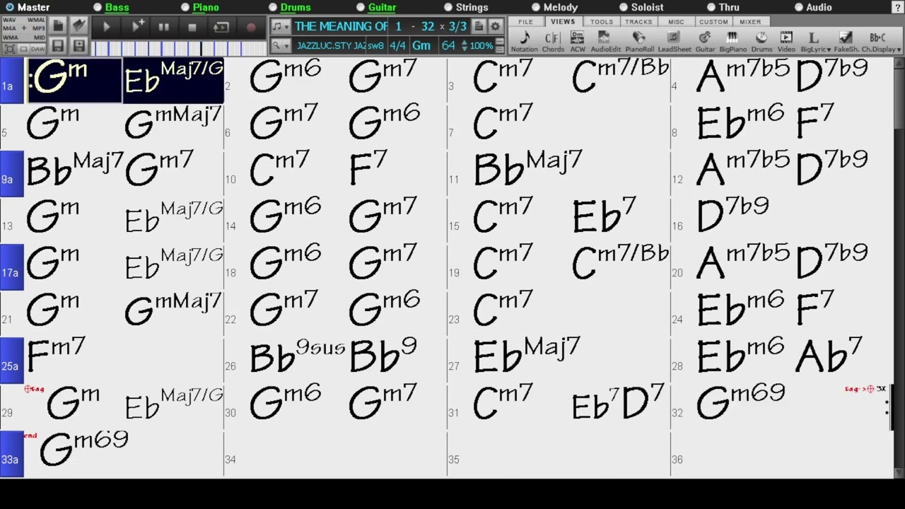 BACKING TRACK - THE MEANING OF THE BLUES (Bobby Worth, Bobby Troup) (G minor) 64 BPM BALLAD