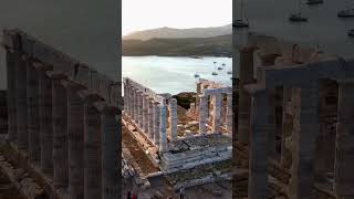 🛕 Temple of Poseidon is located on a seaside cliff in Cape Sounion, Greece
