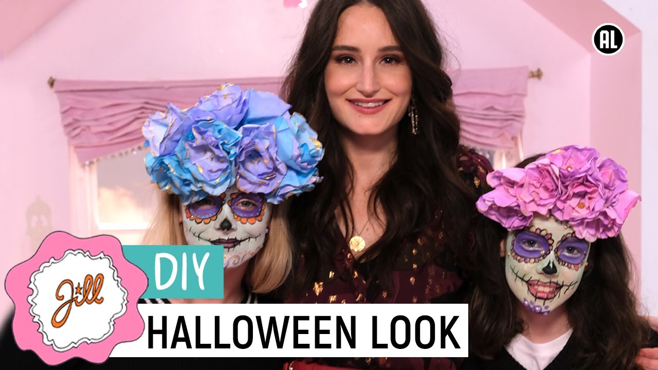 🎃 HALLOWEEN SCHMINK EN ROZEN-HAARBAND 💀🌼🌺 - DIY | Jill