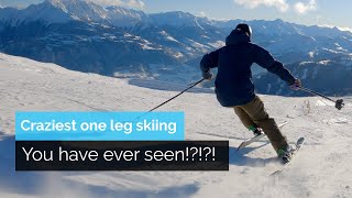 Craziest 1 Leg Skiing You Have Ever Seen!!!