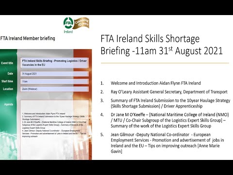 FTA Ireland Skills Shortage Member Briefing 310821