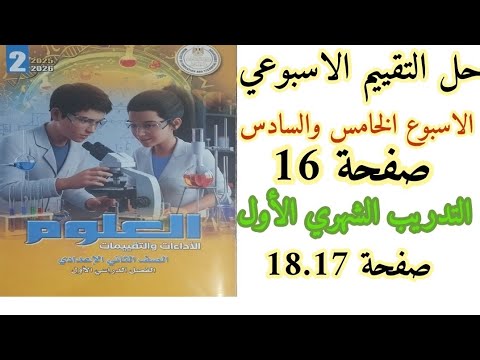 حل التقييم الأسبوعي الخامس والسادس علوم الصف الثاني الاعدادي ترم اول2026 حل صفحه16 17كراسه التقيمات حل التقييم الأسبوعي الخامس والسادس علوم الصف الثاني الاعدادي ترم اول2026 حل صفحه16 17كراسه التقيمات