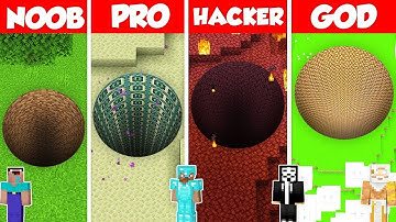 ROUND PIT TUNNEL HOUSE BUILD CHALLENGE - Minecraft Battle: NOOB vs PRO vs HACKER vs GOD / Animation