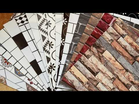 Самоклеюча Плитка на стіну на стіну самоклеюча Цегляна кладка Лінії Глянець панелі декор (СВП-208-ГЛ), відео 1