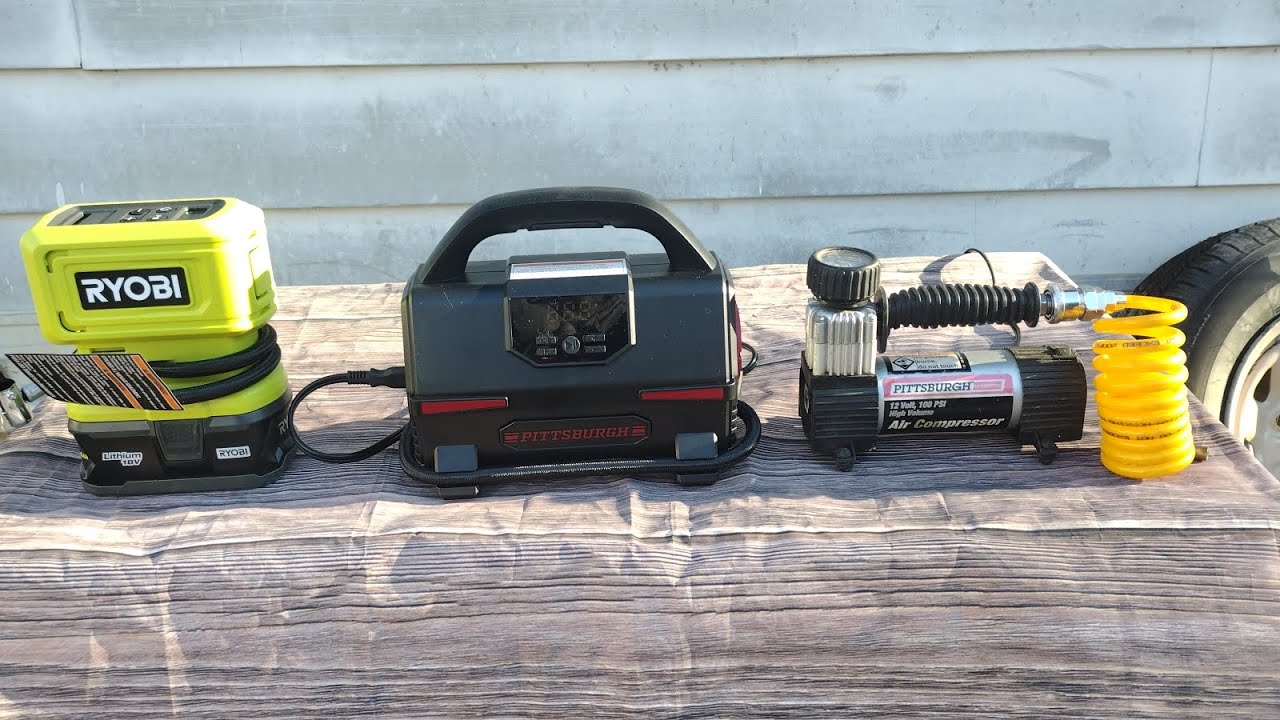 Harbor freights new dual power tire inflator against their old best choice & ryobi