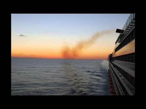 Cruise ship time lapse sundown